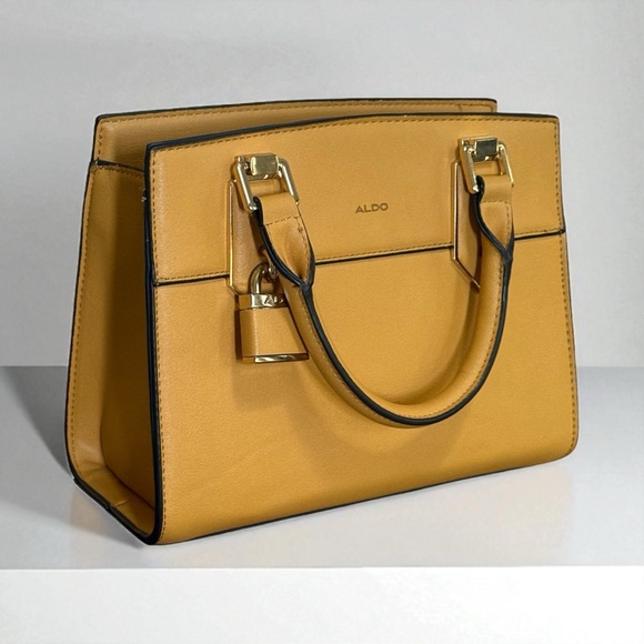 Aldo Mustard Yellow Satchel Crossbody Bag Handbag - Picture 4 of 14